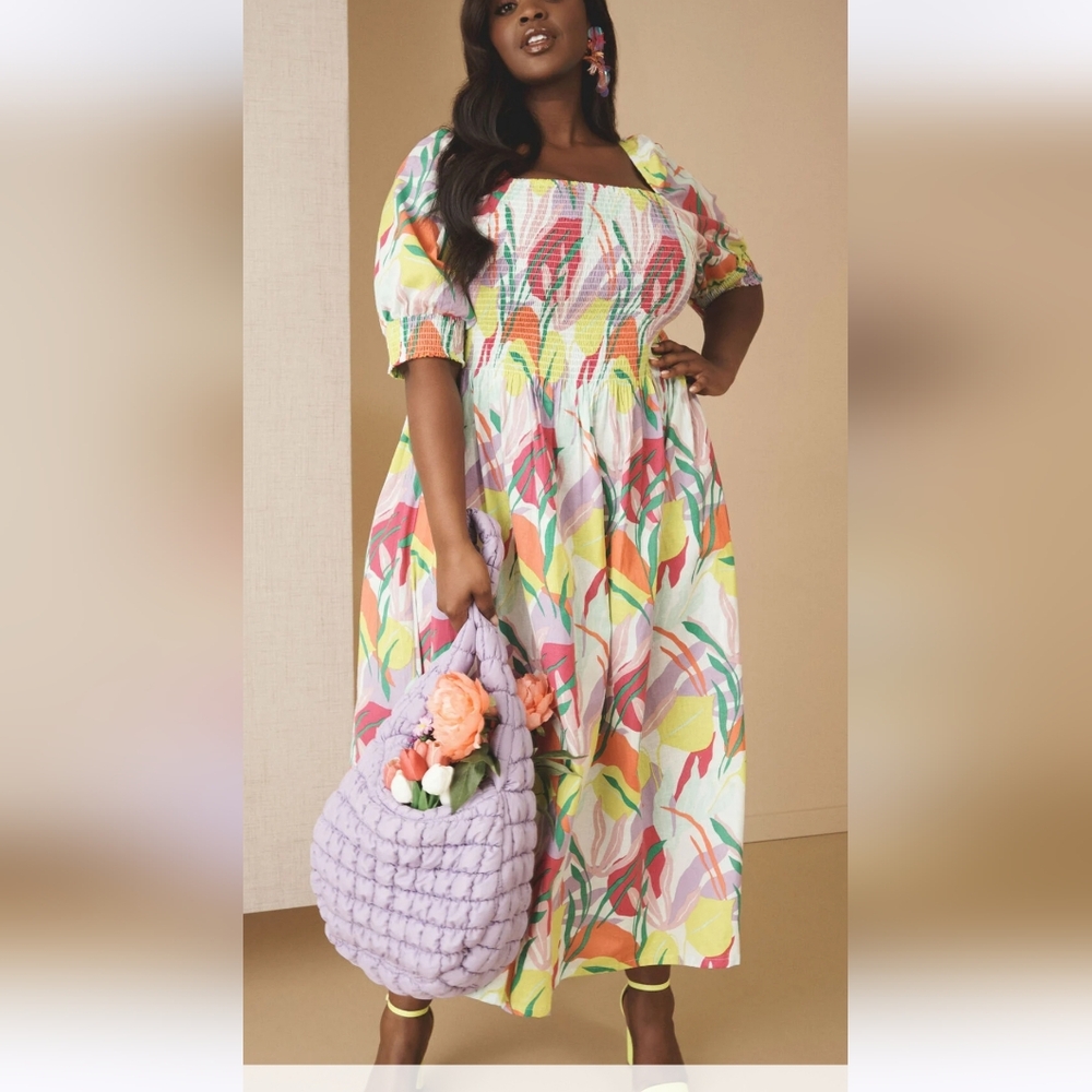 Ashley Stewart Multicolor Floral Midi Dress